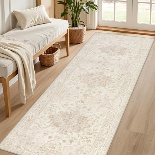 3x10 Hallway Washable Runner Rug: Kitchen Carpet Beige White - Image 2