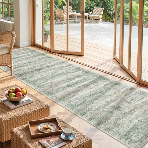 2x12 Runner Rug Non Slip,Washable Hallway Runner Rug,Green - Image 5