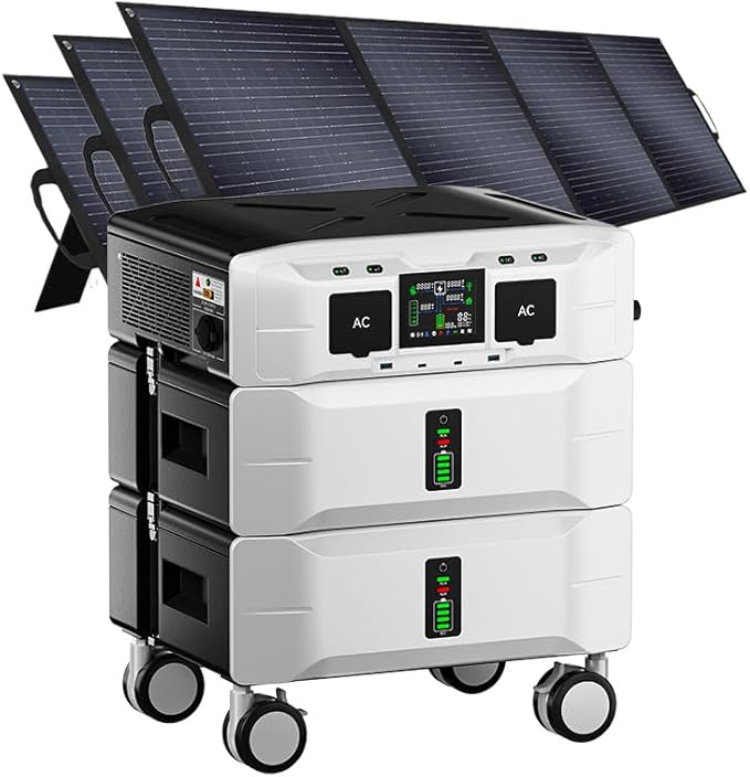 IEE SP5000 Portable Power Station & Solar Generator with 3×200W Panels Included,5000W (Peak 9000W) 5120Wh EV-Grade LFP Batteries,120/240V Dual Voltage,3500W 1.6H Fast Charge,APP&EPS for Home Backup.