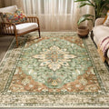RELEANY Washable Area Rug, 5'x7', Brick/Brown/Green by RELEANY