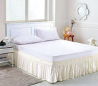 MEILA Wrap Around Elastic Bed Skirt for Twin & Full Beds, 14" Drop, Ivory - Image 2
