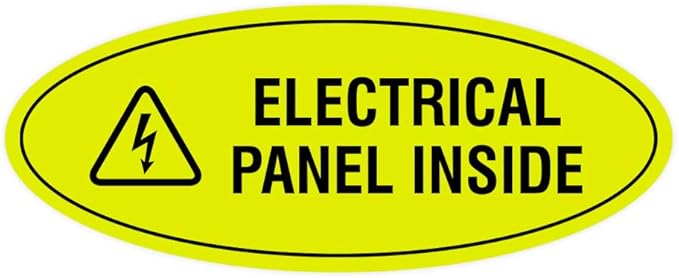 Signs ByLITA Oval Electrical Panel Inside Sign (Yellow/Black) - Small 2 Pack