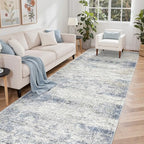 4x12 Runner Rug Non Slip,Washable Hallway Runner Rug,Blue - Image 3