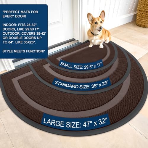 OLANLY Half Circle Front Door Mat Outside 47x23 All-Season Rubber Doormat - Image 2