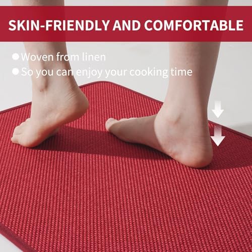 YDKGL Long Kitchen Runner Rugs Kitchen Mat Non Slip Washable Red 17"x71" - Image 6