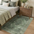 RELEANY Washable Area Rug, 3'x5', Green/Dark Green/Gray by RELEANY