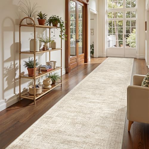 2'6 x 16' Runner Rug Non Slip,Washable Kitchen Rugs,Beige - Image 3