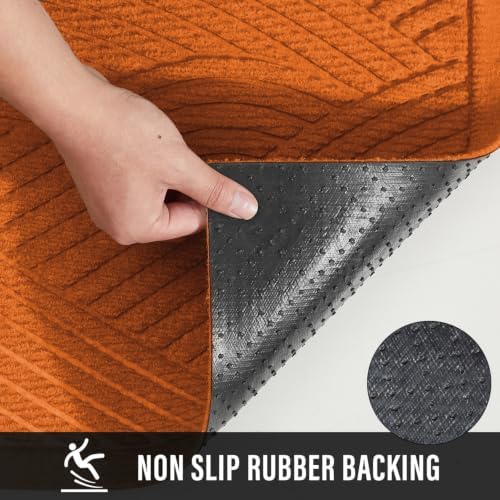 HIYARD Sturdy Front Door Mat, Absorbent Muddy Dirt Resist Welcome Door Mats Outdoor Indoor, Stain and Fade Resistant, Non-Slip Backing Entry Mat Low Profile Doormat for Entryway, 29×17, Orange - Image 3