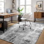 Living Room Rug 5x7 Gray Area Rug Machine Washable Boho Rug Non Slip Abstract Vintage Indoor Large Rugs for Bedroom, Classroom, College Dorm, Farmhouse, Dining Room, Kids Playroom - Image 4