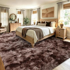 8x10 Extra Large Tie-Dyed Brown Fluffy Area Rug Non-Slip for Living Room - Image 4