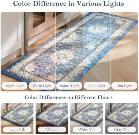 Collive Kitchen Mats for Floor Blue Boho Kitchen Runner Rugs, 24''x71'' - Image 7