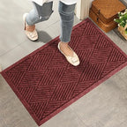 HIYARD Sturdy Front Door Mat, Absorbent Muddy Dirt Resist Welcome Door Mats Outdoor Indoor, Stain and Fade Resistant, Non-Slip Rubber Backing Low Profile Doormat for Entryway, 30×17, Red by HIYARD
