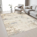Area Rug Living Room: 4x6 Modern Washable Soft Carpet Beige Brown by FXRHLP