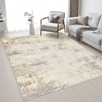 Area Rug Living Room: 4x6 Modern Washable Soft Carpet Beige Brown by FXRHLP