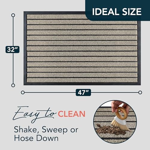 ubdyo Extra Durable Door Mat Outside Entrance (47" x 32", Bright Beige) - Image 2