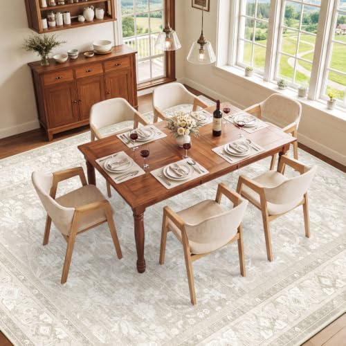 SameBed 9x12 Area Rug Living Room, Vintage Neutral Washable Carpet Beige - Image 2
