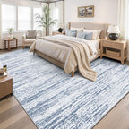 Area Rug 9x12 Living Room Rugs: Washable Modern Rug Large Non-Slip Soft Rugs Stain Resistant Printed Rug Indoor Carpet for Bedroom Kitchen Dining Room Nursery Playroom Home(Dark Blue, 9'x12') - Image 2