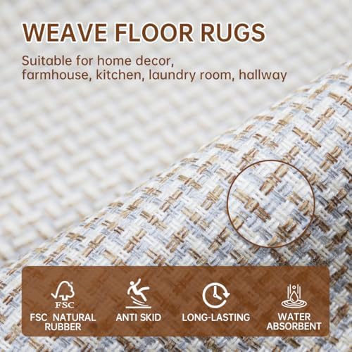 eqivei Kitchen Rugs and Mats Non Skid Washable Set of 2 PCS, Absorbent Runner Rugs for Kitchen, Front of Sink, Kitchen Mats for Floor, 17.3"x 47"+17.3"x 29" (Gray) - Image 3