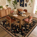 Vacuum-Friendly, Square 8ft Washable Area Rug, Black Gold Beige Red by meejou