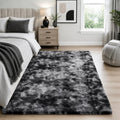 Ophanie Tie-Dyed Black & Grey Area Rugs for Bedroom Living Room, Fluffy Shag Fuzzy Carpet, Plush Shaggy Rug,4x6 Indoor Carpet for Kids Boys Dorm Home Decor Aesthetic, Nursery with 99 pcs Pile fibers by Ophanie