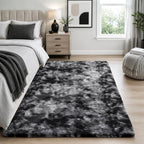 Ophanie Tie-Dyed Black & Grey Area Rugs for Bedroom Living Room, Fluffy Shag Fuzzy Carpet, Plush Shaggy Rug,4x6 Indoor Carpet for Kids Boys Dorm Home Decor Aesthetic, Nursery with 99 pcs Pile fibers by Ophanie