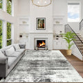4x6 Area Rugs for Living Room: Washable Abstract Black Grey Bedroom Carpet by GENTDRIZZ