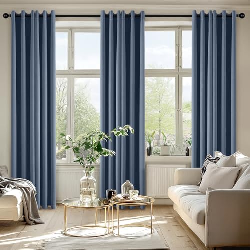 MIULEE Blackout Curtains for Bedroom 2 Panels 34 x 72 Inch Long Stone Blue - Image 6
