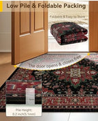 RELEANY Washable Area Rug, Large 10'x14', Red/Black - Image 4