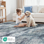 Lofus 5x7 Area Rug for Living Room, Abstract Washable Non-Slip Rugs, Blue - Image 5
