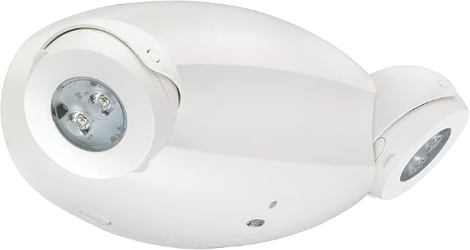 Lithonia Lighting Quantum Emergency Light, Contemporary Commercial LED Emergency Lights with 2 Aimable Lamp Heads, Ceiling or Wall Mount, White Thermoplastic, 120/277V Dual Voltage (ELM4L)