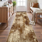 RELEANY Washable Runner 2'x10' Abstract Area Rug for Hallway Brown Tan by RELEANY