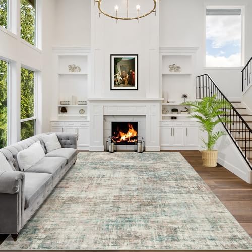 9x12 Area Rugs for Living Room: Washable Abstract Multi Color Carpet by GENTDRIZZ