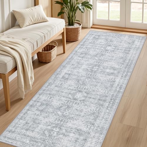 3x6 Hallway Washable Runner Rug: Neutral Kitchen Carpet Gray - Image 2