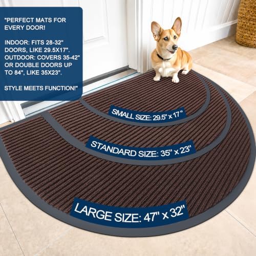 OLANLY Half Circle Front Door Mat 35x30, Waterproof Heavy-Duty Doormat - Image 2