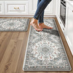 Boho Kitchen Mats for Floor 2PC Anti Fatigue Kitchen Rugs, Beige Grey by tubeamin