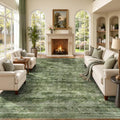 9x12 Area Rug for Living Room, Non-Slip Washable Large Carpet, Forest Green by Lofus