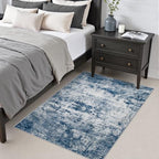 Area Rug Living Room: 3x5 Modern Washable Indoor Soft Carpet Blue - Image 4