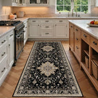 RELEANY Washable Area Rug, Runner 3'x6', Black/Neutral by RELEANY