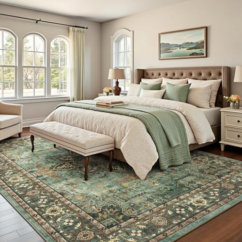 Lofus 5x7 Green Area Rugs for Bedroom Living Room, Vintage Boho Carpet - Image 3
