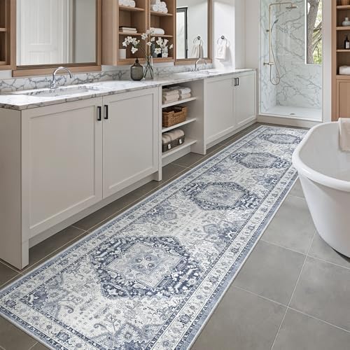 Madane Washable Runner Rugs 2x10 Long for Hallway Kitchen, Navy/White - Image 3