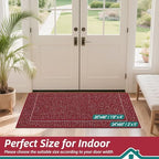 BEQHAUSE Dirt Trapper Door Mat 24" x 60", Non-Slip Washable Doormats, Red - Image 2