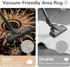 Vacuum-Friendly, 5x8 Washable Area Rug, Black Gold Beige Red - Image 3
