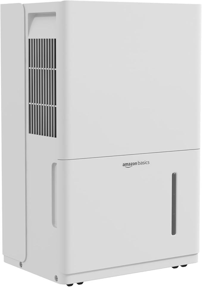 Amazon Basics Dehumidifier with Drain Pump, 50-Pint, Energy Star Certified, for Basement, Bathroom and Other Rooms Up to 4000 SFT, with Timer, auto-defrost, Overflow Protection, White