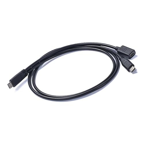 Yinziha Type C Male to Type C Male and Female Charging Cable Sound Card Connection Wire for Live Streaming and Mobile Devices