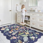 4x6 Living Room Area Rugs: Washable Boho Bedside Rug Non-Slip Floral Small Low Pile Carpet for Kitchen Bedroom Non-Shedding Floor Mat for Kids Room Office Durable Mat for High traffic Area(4x6，Purple) - Image 4