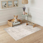 HAOYUNLAI 2x3 Entryway Area Rug: Washable Kitchen Bedroom Carpet Soft Abstract Laundry Bathroom Rugs with Non-Slip Backing Easy-Clean Distressed Home Decor Floor Mat for Pets Family (2x3,Beige/Cream) - Image 2