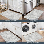 Kitchen Mats for Floor 2 Piece, Non Slip Washable Kitchen Rugs Sets for Floor, Soft Low Pile Kitchen Area Rug for Kitchen Sink Laundry Entryway (Grey Ivory, 2x3+2x4) - Image 4