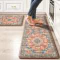 Boho Kitchen Mats for Floor 2PC Anti Fatigue Kitchen Rugs, Retro Red by tubeamin