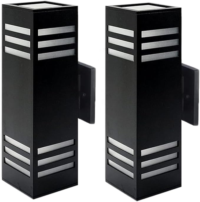rosykite Dusk to Dawn LED Outdoor Light Fixture Wall Mount,Black Square Porch Lights Outdoor,Modern Exterior Wall Sconce Lights 13In, Bulb Includes Up Down Outside Wall Light for House Front Door