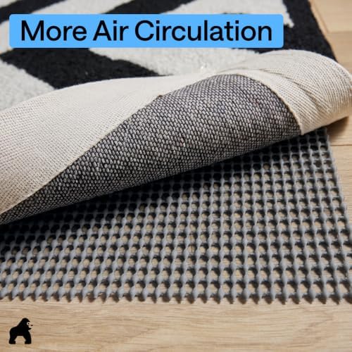 GORILLA GRIP® Slip Resistant Rug Pads for Hardwood Floor, 5x8 Gray - Image 6